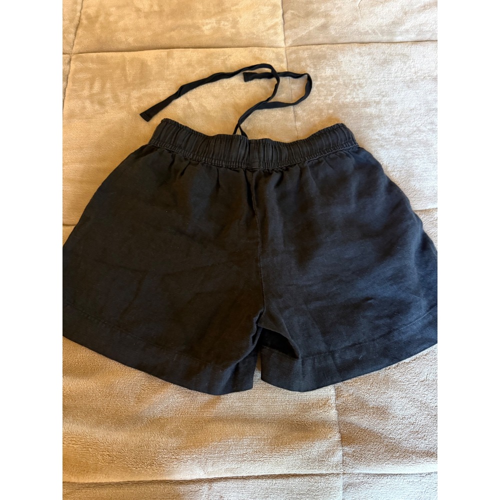 Sanctuary Standard Surplus Black 100% Linen Drawstring Shorts